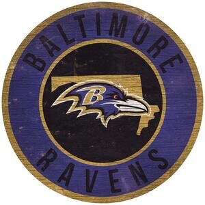 NFL Ravens Circle Sign State 12" Retro Logo Baltimore Mancave Wall